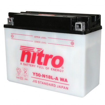 BATTERY 12V 20Ah N50N18L-A WA NITRO - WITH MAINTENANCE SUPPLIED WITH ACID PACK(Lg205xWd90xH162) (EQUALS Y50-N18L-A) 5414837145431