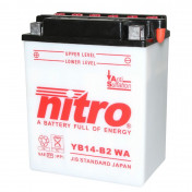 BATTERIE 12V 14 Ah NB14-B2 NITRO CONVENTIONNELLE AVEC ENTRETIEN (Lg134xL89xH166mm) (EQUIVALENT YB14-B2)