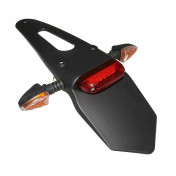 SUPPORT DE PLAQUE IMMATRICULATION AVEC FEU 50 A BOITE/MOTO ADAPTABLE DERBI 50 SENDA-R AVEC FEUX ROUGE A LEDS ET CLIGNOTANTS (L 325mm / H 45mm / L 103mm) -SELECTION P2R- 3700948153116