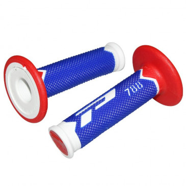 GRIP- PROGRIP OFF ROAD 788 TRIPLE DENSITY SPECIAL EDITION WHITE/BLUE/RED 115mm (PAIR) (CROSS/MX) 0801766069016