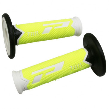 GRIP- PROGRIP OFF ROAD 788 TRIPLE DENSITY FLUO WHITE/YELLOW/BLACK 115mm (PAIR) (CROSS/MX) 0801766067883