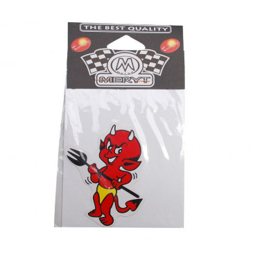 AUTOCOLLANT/STICKER MERYT DESSIN DEVIL PETIT ROUGE AVEC TRIDENT (8x8,5cm)