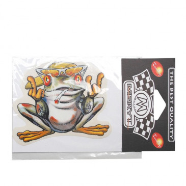 AUTOCOLLANT/STICKER MERYT DESSIN FROG AVEC PETARD (10x8,5cm) 3700948131725