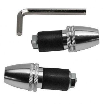 EMBOUT DE GUIDON REPLAY CONIQUE MOLETE ARGENT POLI DIAM 17 mm (PAIRE) 3700948034217