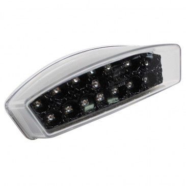 TAIL LIGHT FOR 50cc MOTORBIKE REPLAY FOR DERBI 50 SENDA 1995>2001/PEUGEOT 50 XP6, XR6/MBK 50 X-LIMIT/YAMAHA 50 DTR - LEXUS TYPE- BLACK -WITH LEDS- (15 LEDS -RED) 3700948034385