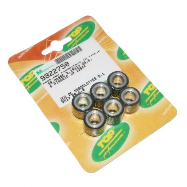 GALET/ROULEAU MAXISCOOTER TOP PERF 19x17 6,6g (x6) POUR PIAGGIO 125 BEVERLY, FLY, LIBERTY, MP3, YOURBAN VESPA LX ET GTS, X10, X9, X8, X7, X-EVO 3700948165331