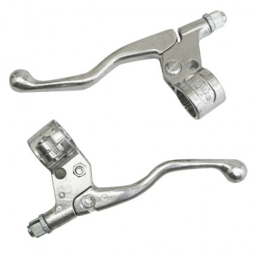 BRAKE LEVER FOR MOPED REPLAY - LUSITO TYPE- SHORT POLISHED ALUMINIUM (PAIR)