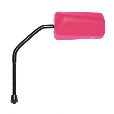 RETROVISEUR SCOOT REPLAY F1 RUBBER MAT ROSE FLUO DIAM 8 REVERSIBLE (x1) -TIGE LONGUE - ** 3700948090916