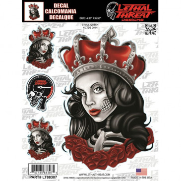 AUTOCOLLANT/STICKER LETHAL THREAT SKULL QUEEN (150 x 200 mm) (LT88307)