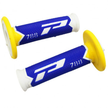 GRIP- PROGRIP OFF ROAD 788 TRIPLE DENSITY SPECIAL EDITION WHITE/BLUE/YELLOW 115mm (PAIR) (CROSS/MX) 0801766077769