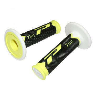 REVETEMENT POIGNEE PROGRIP MOTO OFF ROAD 788 TRIPLE DENSITE SPECIAL EDITION FLUO DESIGN FLUO JAUNE FLUO/NOIR/BLANC CLOSED END 115mm (CROSS/MX) (PAIRE)