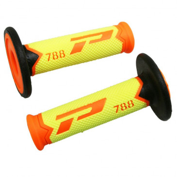 REVETEMENT POIGNEE PROGRIP MOTO OFF ROAD 788 TRIPLE DENSITE SPECIAL EDITION FLUO DESIGN ORANGE FLUO/JAUNE FLUO/NOIR CLOSED END 115mm (CROSS/MX) (PAIRE) 0801766078360