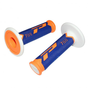 REVETEMENT POIGNEE PROGRIP MOTO OFF ROAD 788 TRIPLE DENSITE SPECIAL EDITION FLUO DESIGN ORANGE FLUO/BLEU/BLANC CLOSED END 115mm (CROSS/MX) (PAIRE)