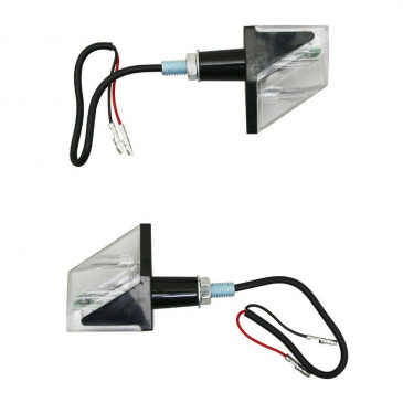 TURN SIGNAL (UNIVERSAL) REPLAY WING TRANSPARENT 3 LEDS ORANGE - RESIN BODY - BLACK MAT ** (PAIR) (L 62mm / H 20mm / Wd 52mm) 3700948093368