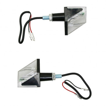 TURN SIGNAL (UNIVERSAL) REPLAY WING TRANSPARENT 3 LEDS ORANGE - RESIN BODY - BLACK MAT ** (PAIR) (L 62mm / H 20mm / Wd 52mm)