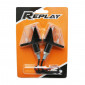 TURN SIGNAL (UNIVERSAL) REPLAY WING TRANSPARENT 3 LEDS ORANGE - RESIN BODY - BLACK MAT ** (PAIR) (L 62mm / H 20mm / Wd 52mm)