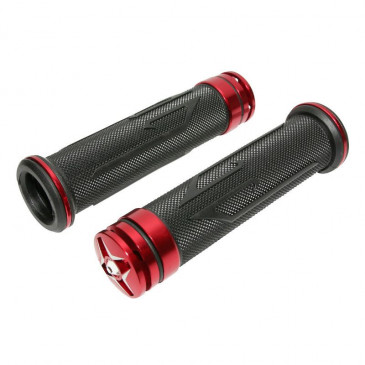 GRIP- REPLAY "On road" DIAMOND BLACK/RED L135mm - CLOSED END (Pair)