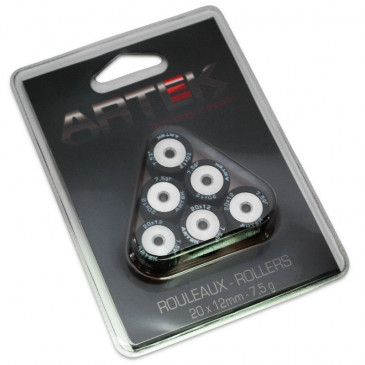 GALET/ROULEAU MAXISCOOTER ARTEK K1 20x12 7,5g (x6) POUR YAMAHA 125 XMAX, MAJESTY, CYGNUS X / MBK 125 SKYCRUISER, SKYLINER, FLAME-X 3700948001301