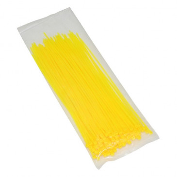 COLLIER DE SERRAGE NYLON TYPE RILSAN 2,5x200mm JAUNE FLUO (VENDU PAR 100) -P2R-