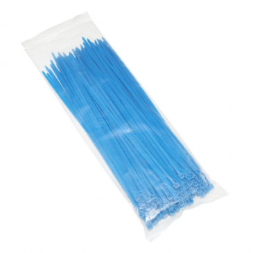 COLLIER DE SERRAGE NYLON TYPE RILSAN 3,6x250mm BLEU FLUO (VENDU PAR 100) -P2R-