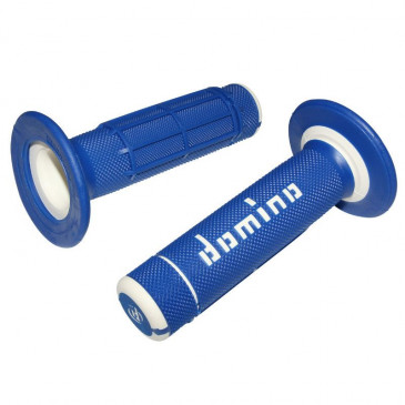 REVETEMENT POIGNEE DOMINO MOTO OFF ROAD A020 BLEU/BLANC CLOSED END 120-123mm (PAIRE) 8033900000209