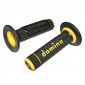 REVETEMENT POIGNEE DOMINO MOTO OFF ROAD A020 NOIR/JAUNE CLOSED END 120-123mm (PAIRE)