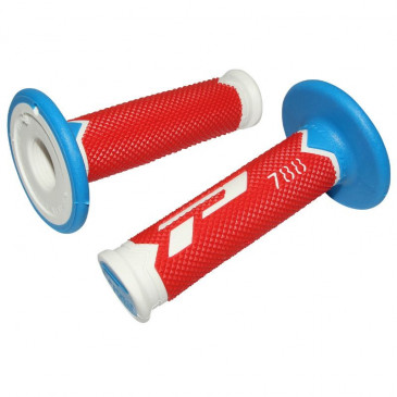 REVETEMENT POIGNEE PROGRIP MOTO OFF ROAD 788 TRIPLE DENSITE SPECIAL EDITION BLANC/ROUGE/BLEU LIGHT CLOSED END 115mm (CROSS/MX) (PAIRE)