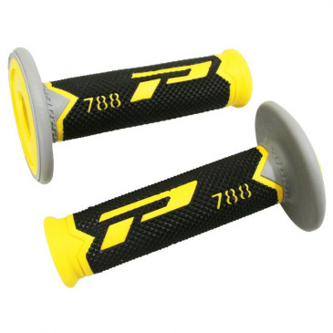 GRIP- PROGRIP OFF ROAD 788 TRIPLE DENSITY BASE COLOR YELLOW/BLACK/GREY 115mm (PAIR) (CROSS/MX) 0801766007933