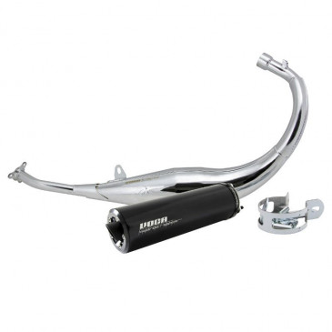 EXHAUST FOR 50cc MOTORBIKE VOCA CHROMED FOR DERBI 50 SENDA, GPR/APRILIA 50 RS4/GILERA 50 SMT, RCR (LOW MOUNTING - BLACK ALUMINIUM SILENCER) 3700948183380