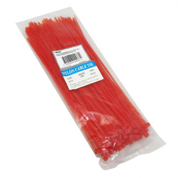 COLLIER DE SERRAGE NYLON TYPE RILSAN 3,6x250mm ROUGE (VENDU PAR 100) -P2R-