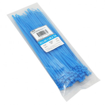 COLLIER DE SERRAGE NYLON TYPE RILSAN 3,6x250mm BLEU (VENDU PAR 100) -P2R-