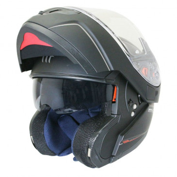 HELMET-FLIP-UP MT ATOM SV (DOUBLE VISORS) SOLID BLACK MATT XS