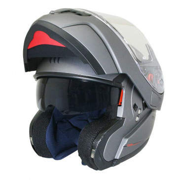 HELMET-FLIP-UP MT ATOM SV (DOUBLE VISORS) SOLID TITANIUM MATT XS