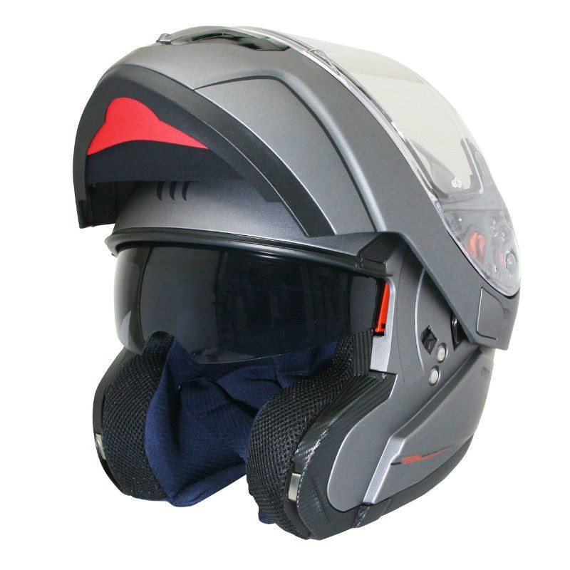 HELMETFLIPUP MT ATOM SV (DOUBLE VISORS) SOLID TITANIUM MATT L P2R