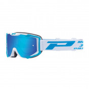 MOTOCROSS GOGGLES - PROGRIP 3404 FL MENACE WHITE/BLACK - MULTILAYERED MIRRORED LENS- - ANTI-SCRATCH/U.V.PROTECTION/ANTI-FOG + FREE:ONE CLEAR LENS (APPROVED CE-EN-N° AC-96025 REV.2)