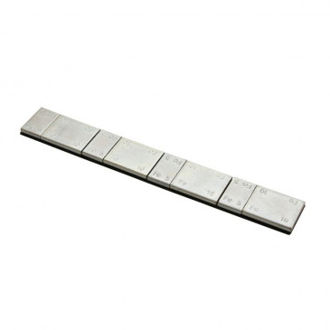MASSE D'EQUILIBRAGE DE ROUES ADHESIFS BARETTE ARGENT 4x5g + 4x10g EPAISSEUR 3,8mm (BOITE DE 100 BARETTES) -TIP TOP- (5663980) 3392006025123