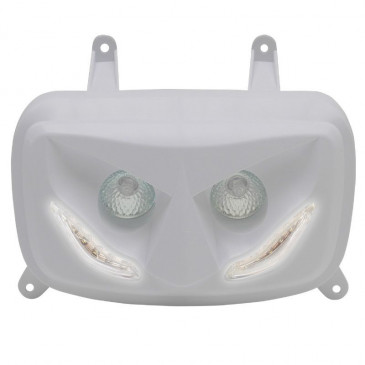 DOUBLE OPTIQUE SCOOT REPLAY RR8 POUR MBK 50 BOOSTER 2004>/YAMAHA 50 BWS 2004> BLANC AVEC LEDS BLANCHES ** 3700948033494