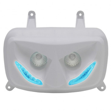 TWIN HEADLIGHTS REPLAY RR8 FOR MBK 50 BOOSTER 2004>/YAMAHA 50 BWS 2004> WHITE - BLUE LEDS**