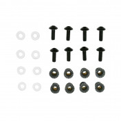 FAIRING KIT FASTENER - REPLAY - ALUMINIUM CROWNED SCREW M5X16 - BLACK + PLASTIC WASHERS + RUBBER CAPS (x8) 3700948103395