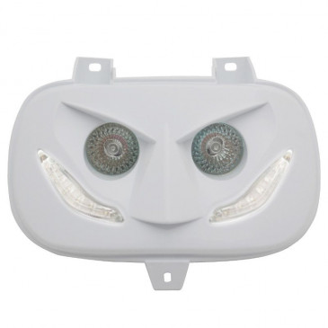 TWIN HEADLIGHTS REPLAY RR8 FOR MBK 50 BOOSTER 1999>2003/YAMAHA 50 BWS 1999>2003 WHITE - CLEAR LEDS ** 3700948033456