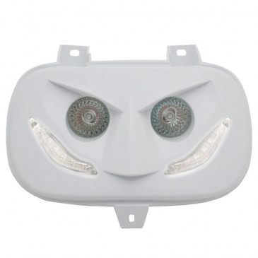 DOUBLE OPTIQUE SCOOT REPLAY RR8 POUR MBK 50 BOOSTER 1999>2003/YAMAHA 50 BWS 1999>2003 BLANC AVEC LEDS BLANCHES **