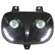 DOUBLE OPTIQUE SCOOT REPLAY RR8 POUR MBK 50 BOOSTER 1999>2003/YAMAHA 50 BWS 1999>2003 NOIR AVEC LEDS BLANCHES ** 3700948033470