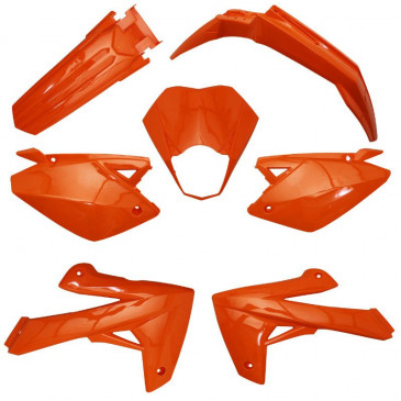 CARROSSERIE/CARENAGE 50 A BOITE ADAPTABLE RIEJU 50 MRT 2009>2021, MRT ENDURO 2009>2021, MRT PRO 2009>2021, MRT SM 2009>2021 ORANGE BRILLANT (KIT 7 PIECES) -P2R- 3700948257609