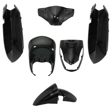 CARROSSERIE/CARENAGE SCOOT ADAPTABLE PEUGEOT 50 KISBEE 2T ET 4T 2010>2017 NOIR BRILLANT (KIT 6 PIECES) -P2R- 3700948104569