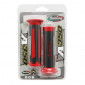 REVETEMENT POIGNEE DOMINO MOTO ON ROAD A350 GRIS ANTHRACITE/ROUGE OPEN END 120mm (PAIRE)