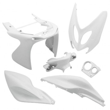 CARROSSERIE/CARENAGE SCOOT ADAPTABLE MBK 50 NITRO 1997>2012/YAMAHA 50 AEROX 1997>2012 BLANC BRILLANT (KIT 6 PIECES) -P2R- 3700948053980