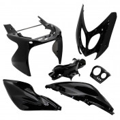 CARROSSERIE/CARENAGE SCOOT ADAPTABLE MBK 50 NITRO 1997>2012/YAMAHA 50 AEROX 1997>2012 NOIR BRILLANT (KIT 6 PIECES) -P2R-