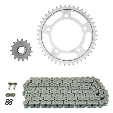 KIT CHAINE ADAPTABLE HONDA 600 CB F HORNET 1998>2006, 600 CB FA HORNET ABS 2000>2004 525 15x42 (DIAM COURONNE 112/138/12.25) (DEMULTIPLICATION ORIGINE) -AFAM-