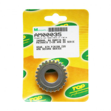 GEARBOX SPROCKET FOR MINARELLI 50 AM6 25 TEETH 6th PRIMARY SHAFT SERIE 2 -TOP PERF AS ORIGINAL-