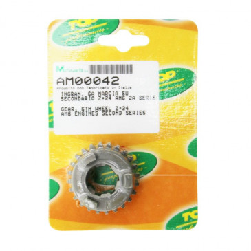 GEARBOX SPROCKET FOR MINARELLI 50 AM6 24 TEETH 6th SECONDARY SHAFT SERIE 2 -TOP PERF AS ORIGINAL-
